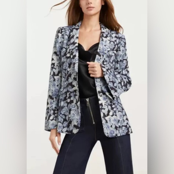 cinq a sept Jackets & Blazers - New Cinq a Sept Cheyenne Floral-Print Blazer In Slate Multi Size 8